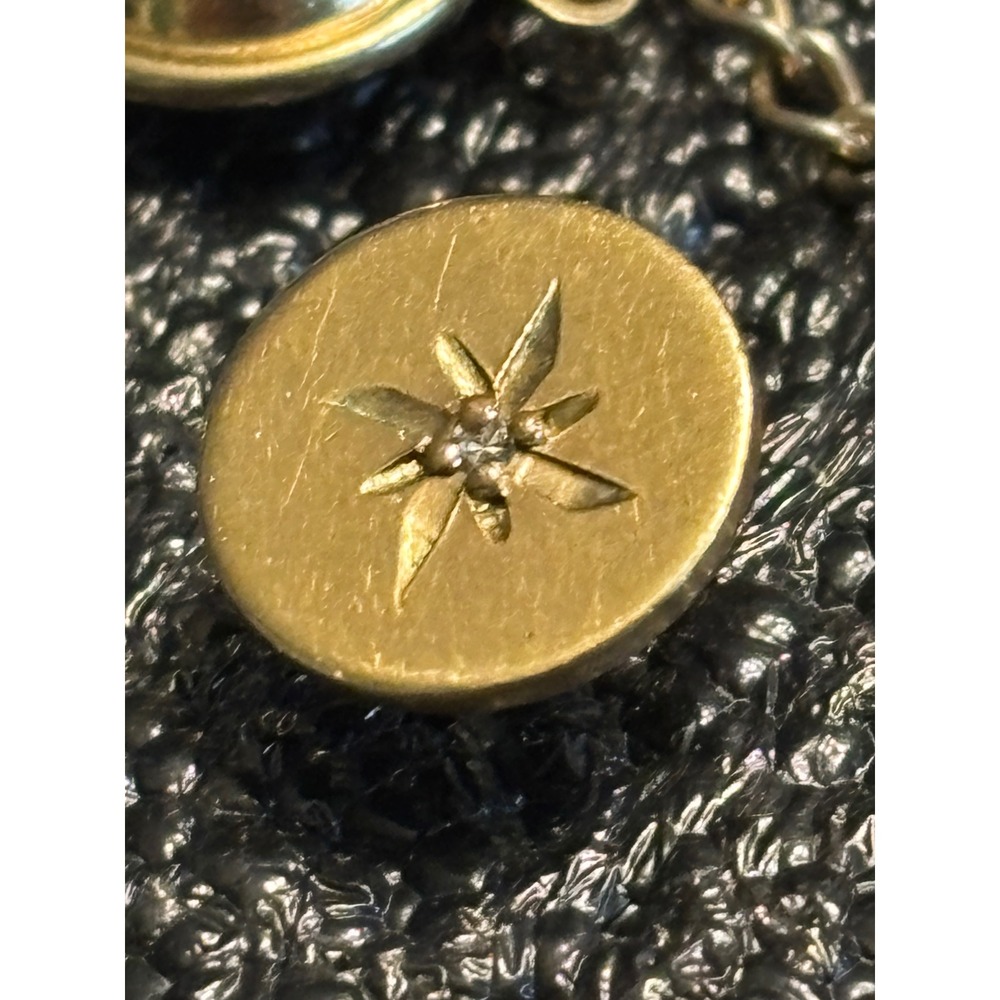 VTG 1/20 12k GF Gold Starburst Lapel Pin Tie Tack Chain‎ Diamond Accent